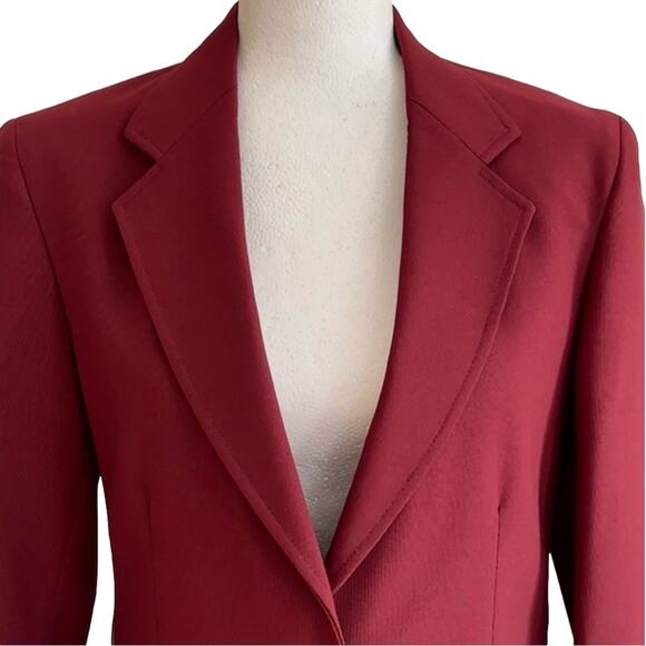 Lady Edwards Blazer Jacket Burgundy Red Textured Woven Career Basics Size 10 NEW - Picture 3 of 14